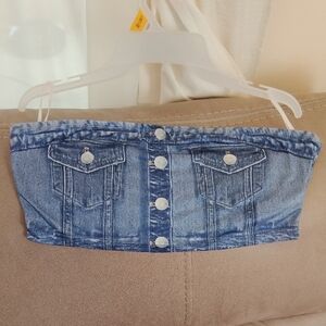 Denim Button-Up Tube Top